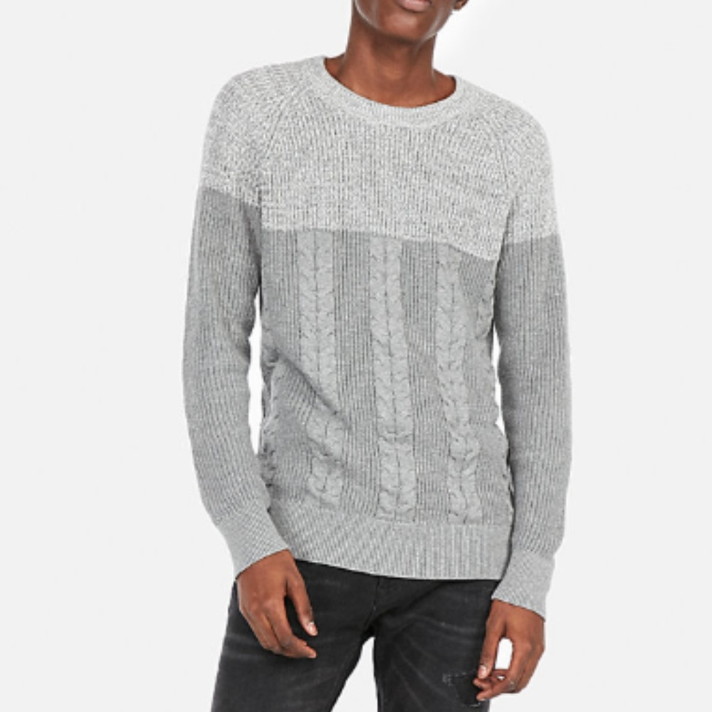 Color Block Cable Knit Sweater
